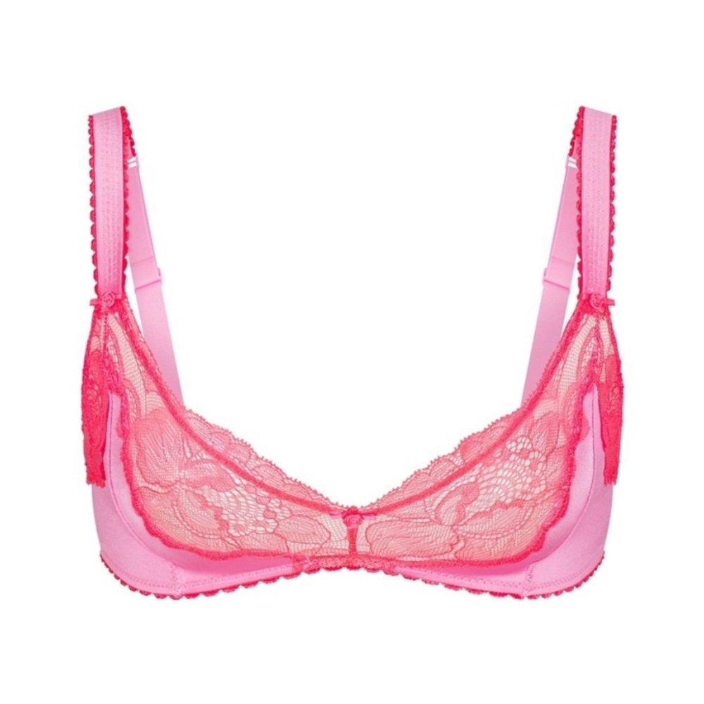 NWT Skims satin and lace stretch neon orchid bra - small - Picture 3 of 6